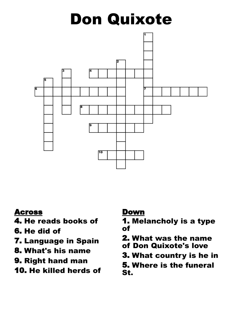 Don Quixote Crossword
