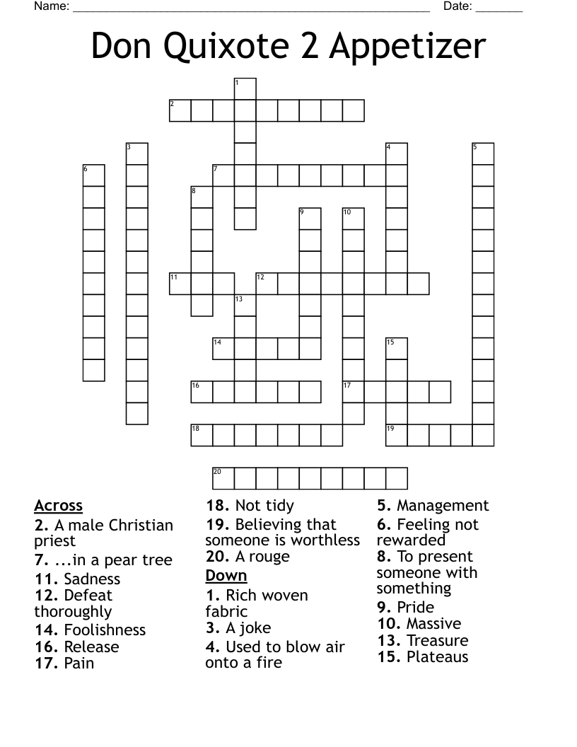Don Quixote 2 Appetizer Crossword
