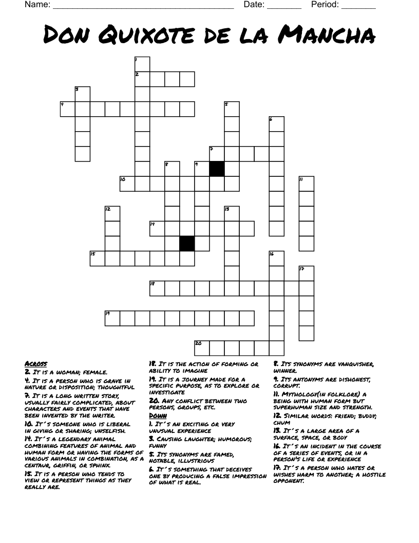 Don Quixote de la Mancha Crossword