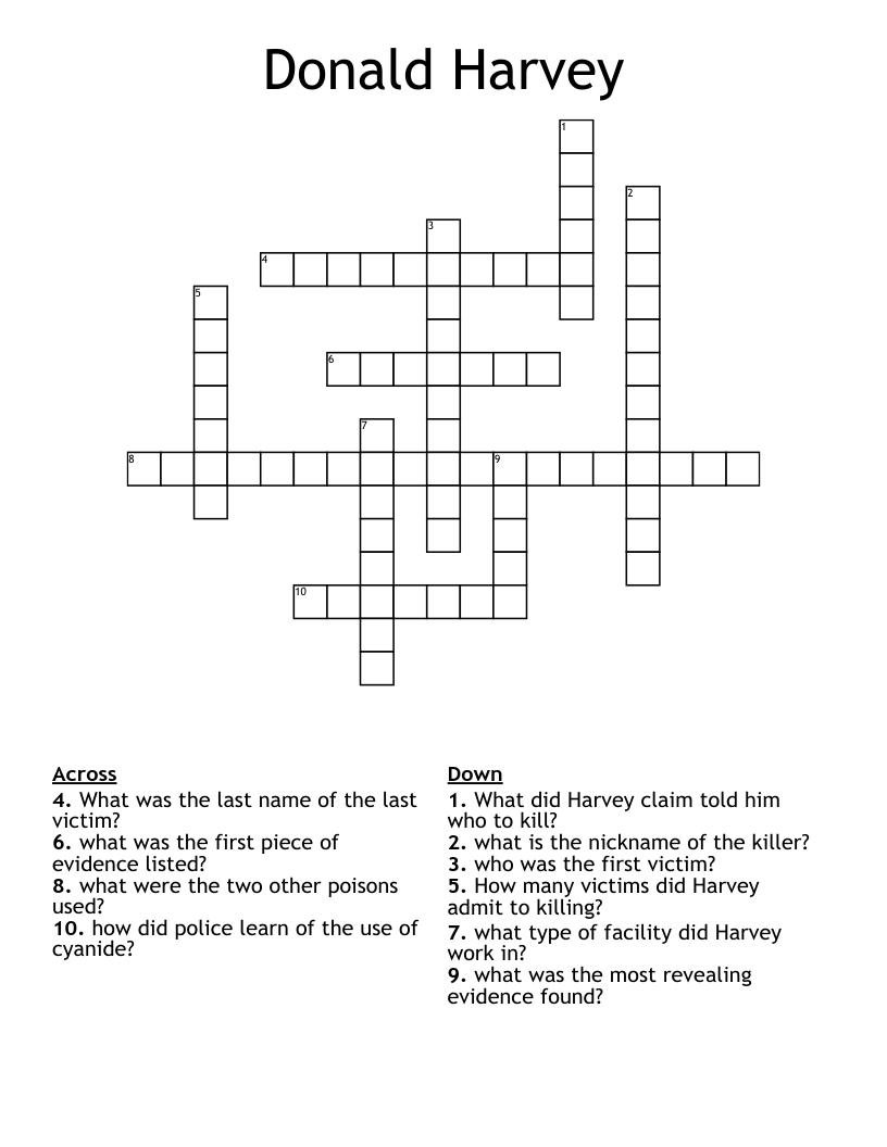 Donald Harvey Crossword