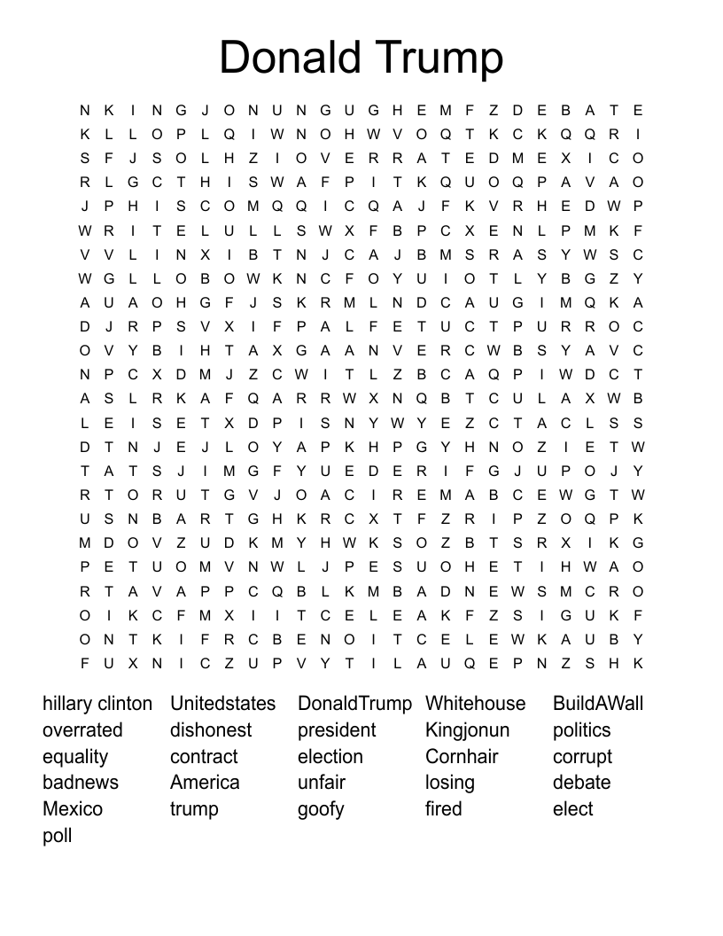Donald Trump Word Search