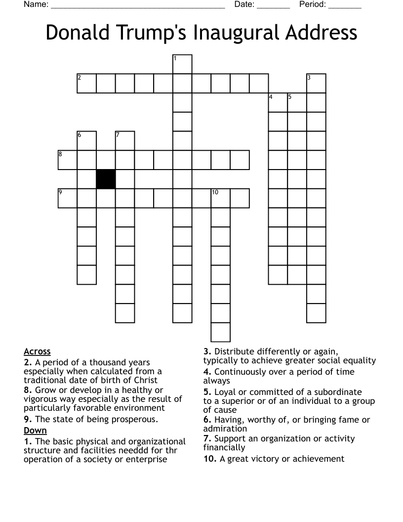 Donald Trump's Inaugural Address  Crossword