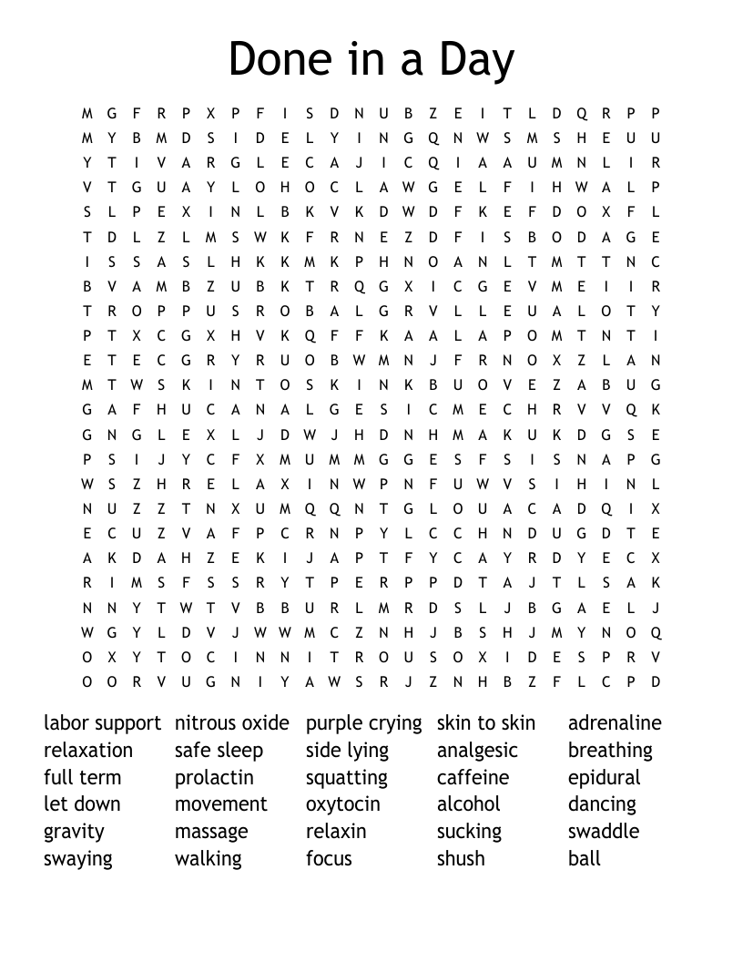 Done in a Day Word Search
