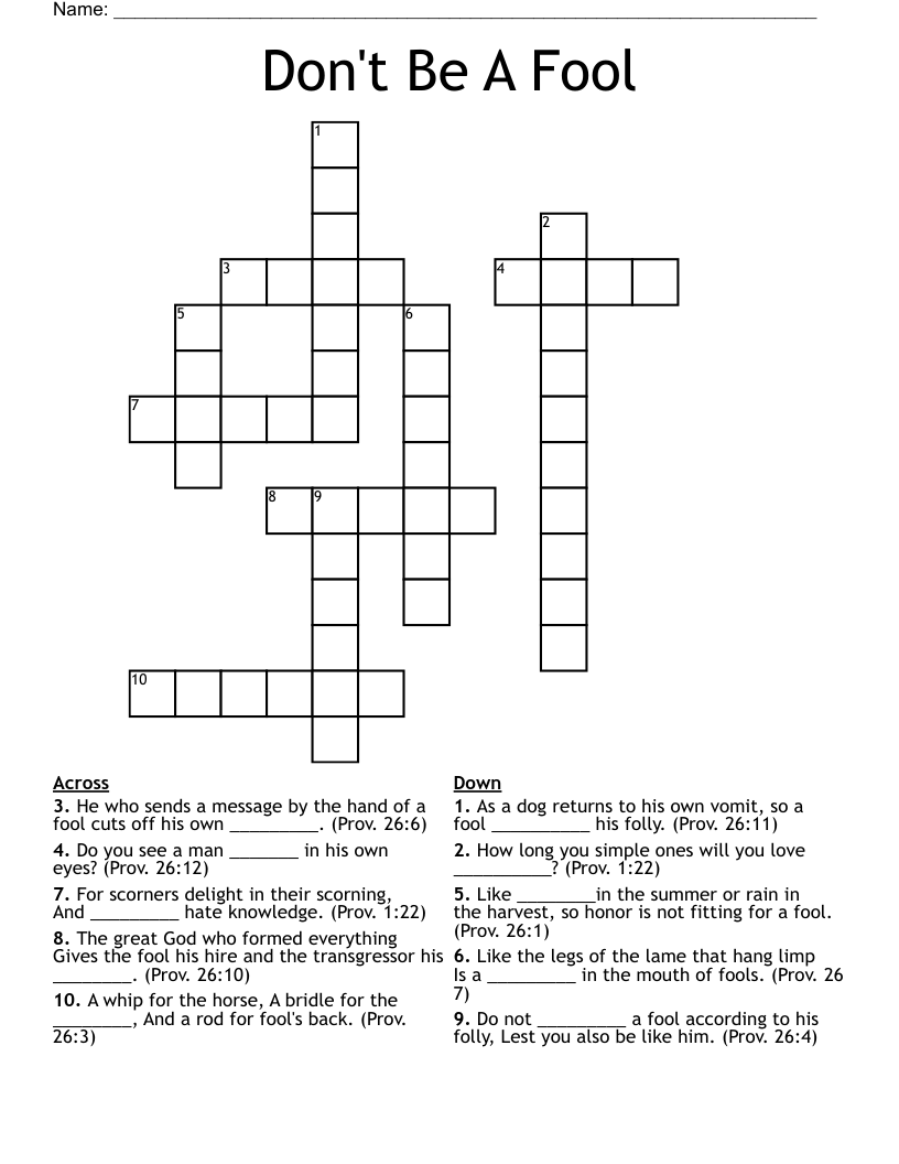 Don't Be A Fool Crossword