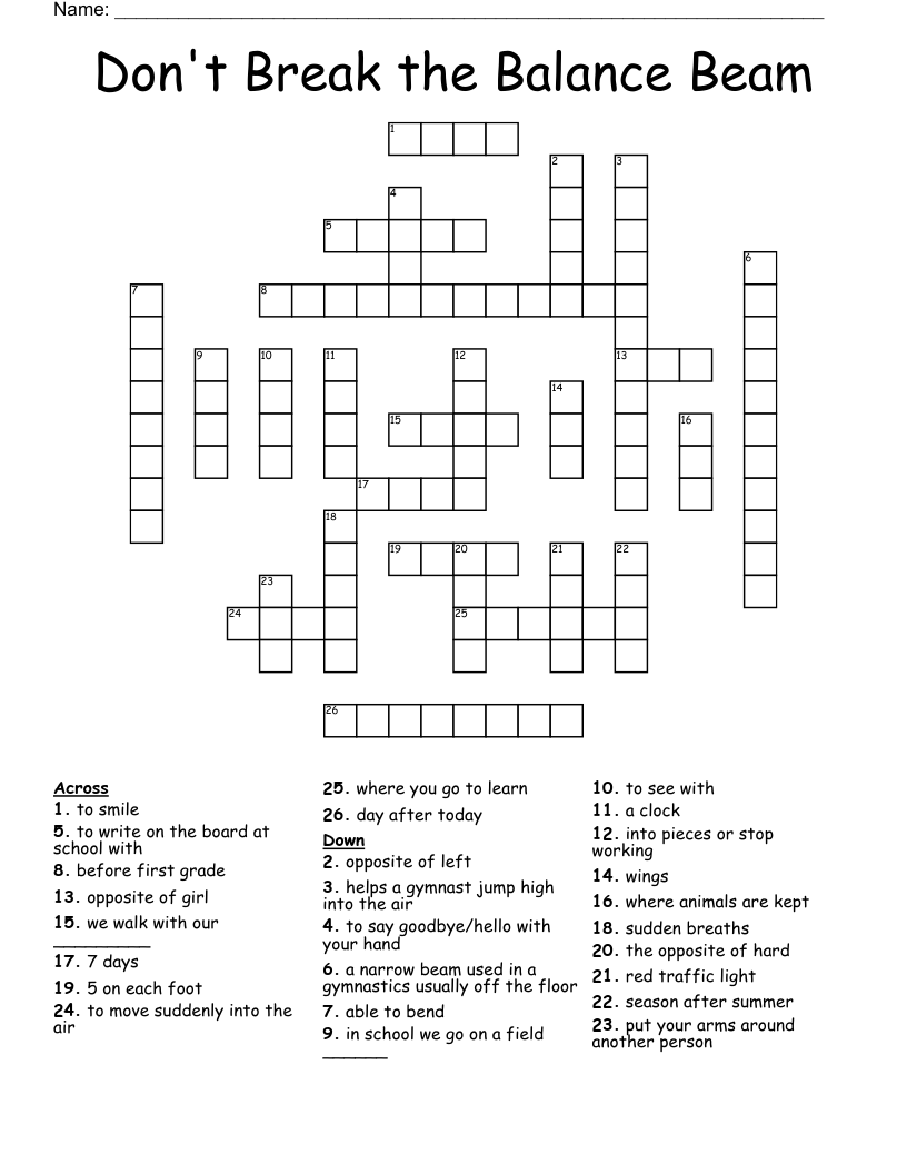 Don't Break the Balance Beam Crossword