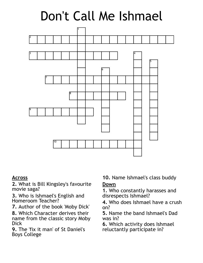 Don't Call Me Ishmael Crossword
