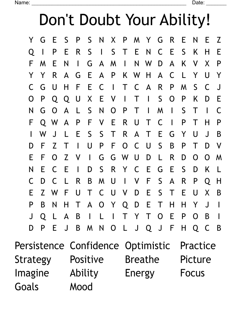 Don't Doubt Your Ability! Word Search