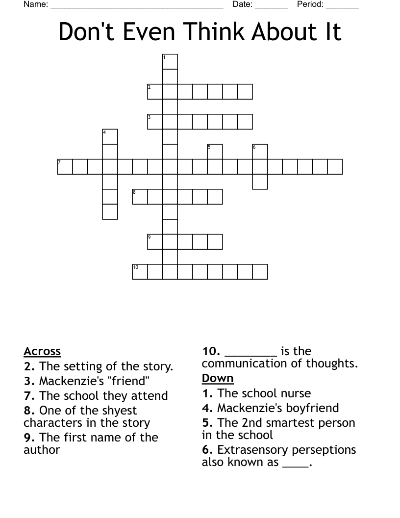 Don't Even Think About It Crossword