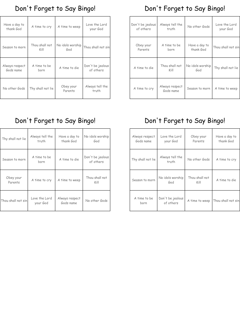 Don't Forget to Say Bingo!