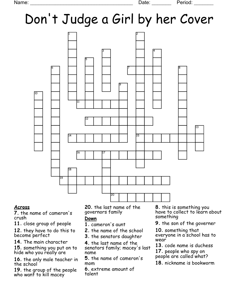Don't Judge a Girl by her Cover Crossword