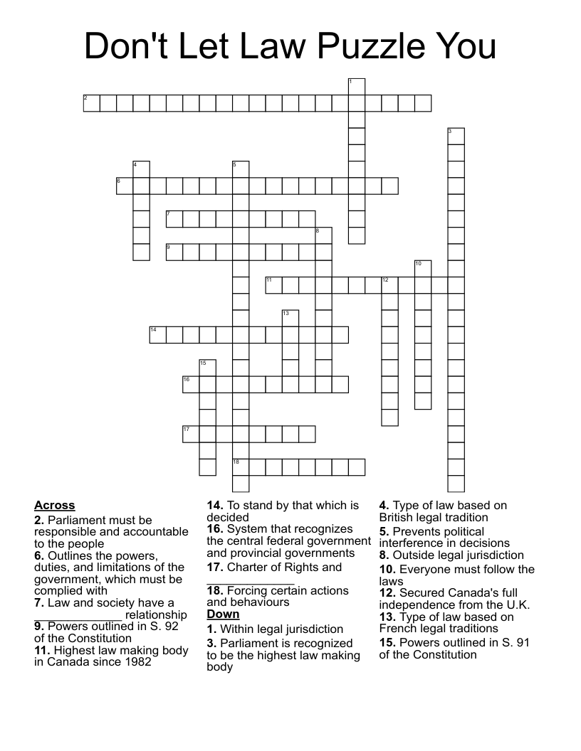 Don't Let Law Puzzle You  Crossword