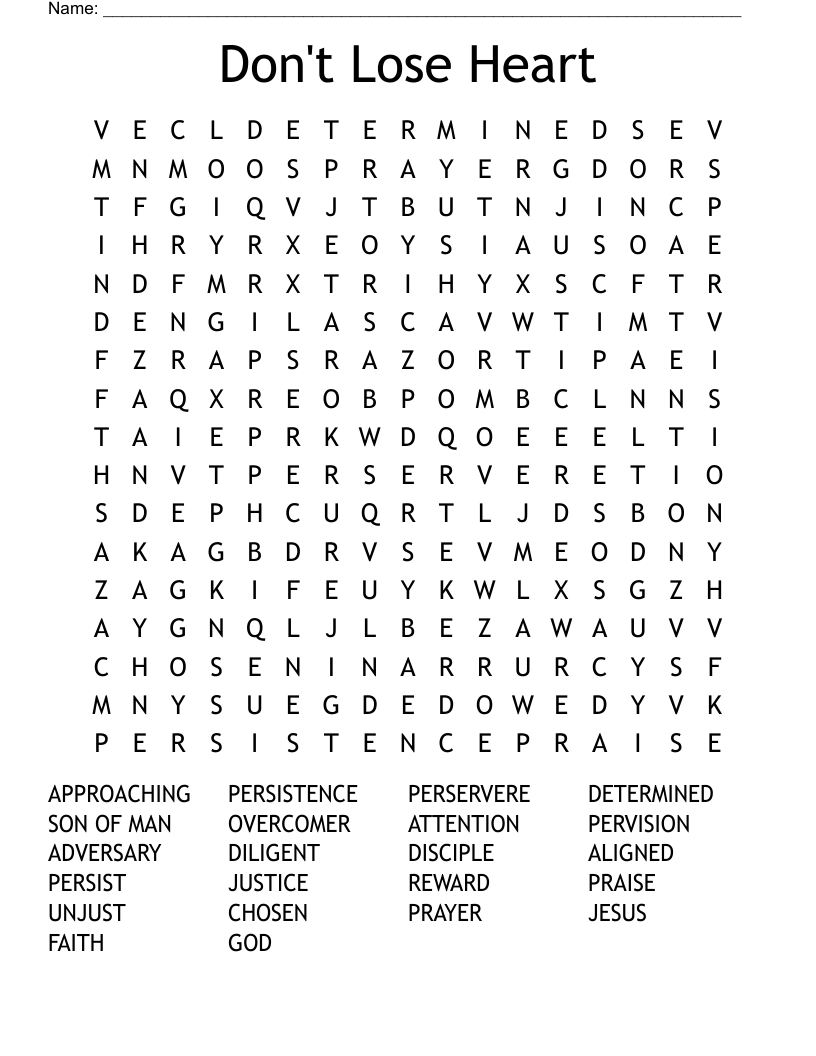 Don't Lose Heart Word Search