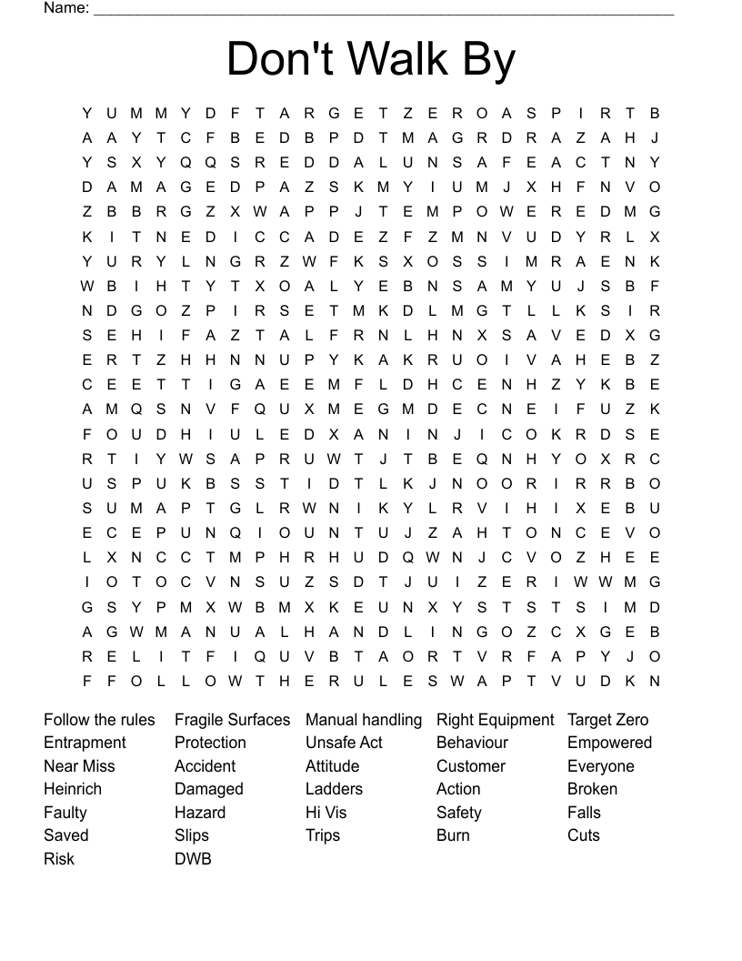 Don't Walk By Word Search