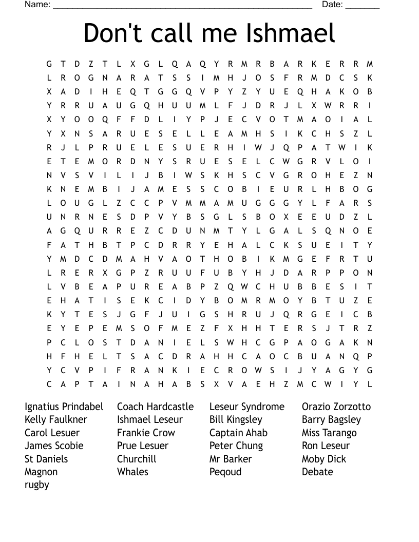 Don't call me Ishmael Word Search