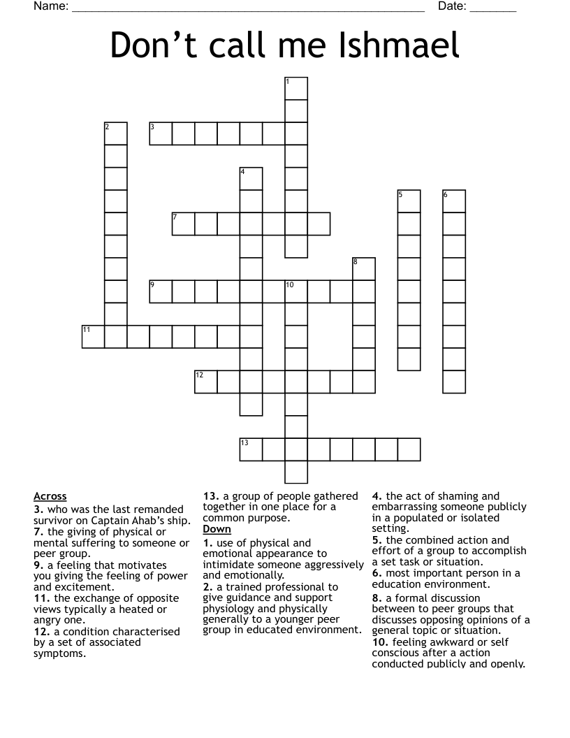 Don’t call me Ishmael  Crossword
