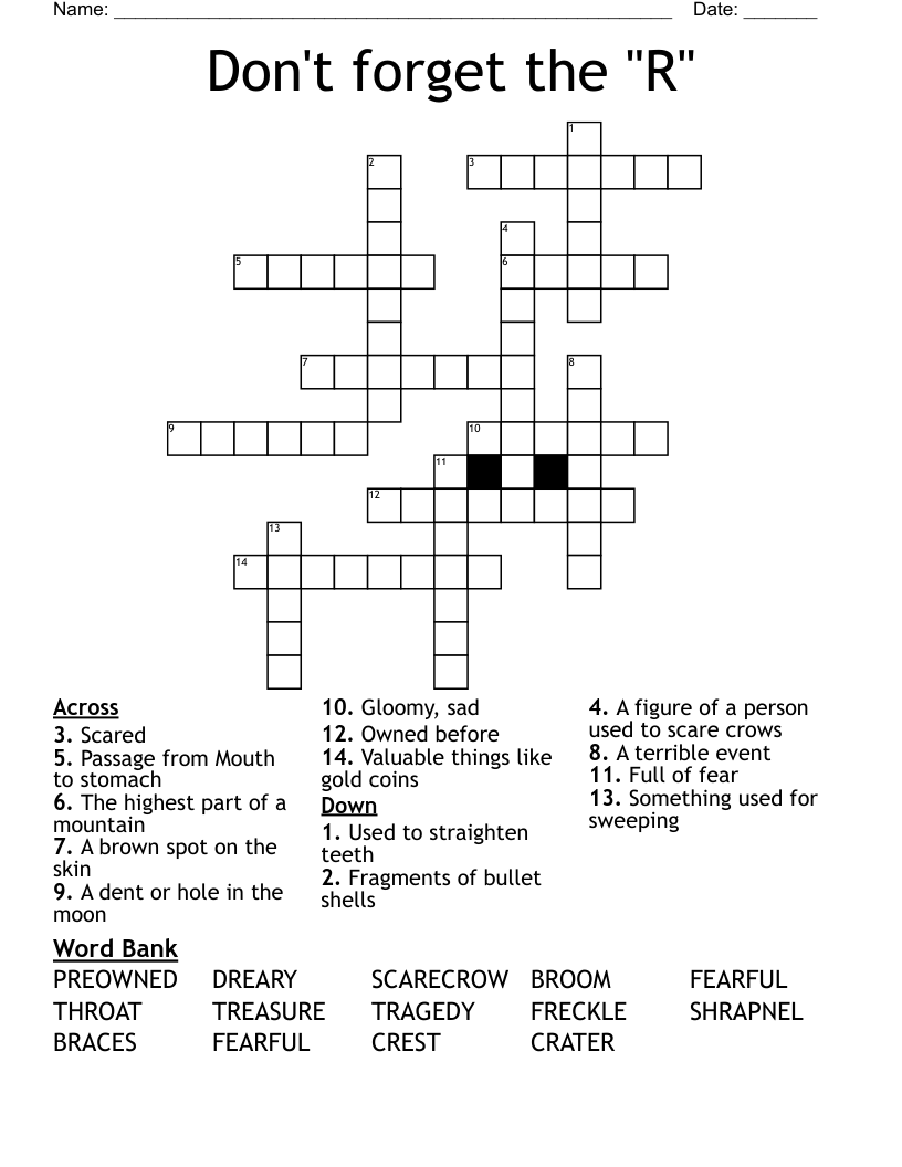 Don't forget the "R" Crossword