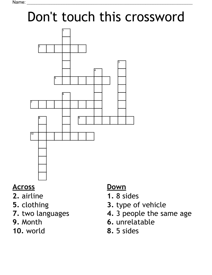 Don't touch this crossword