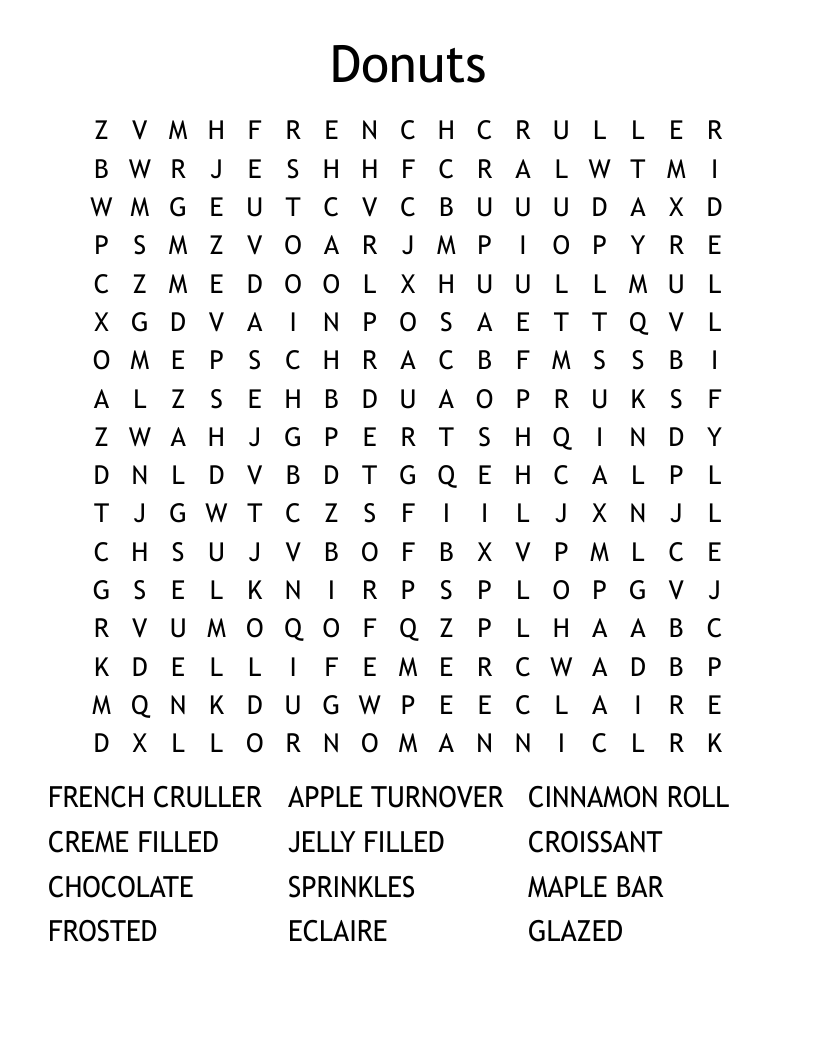 Donuts Word Search
