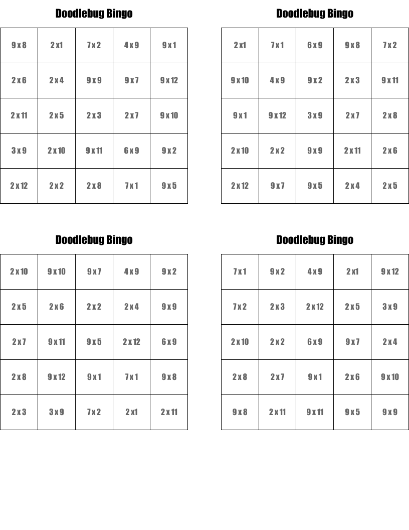 Doodlebug Bingo