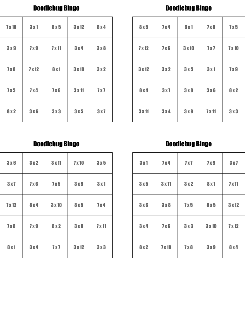 Doodlebug Bingo