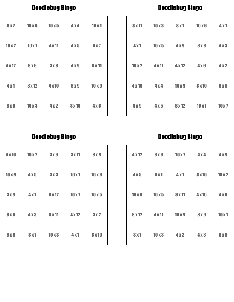 Doodlebug Bingo