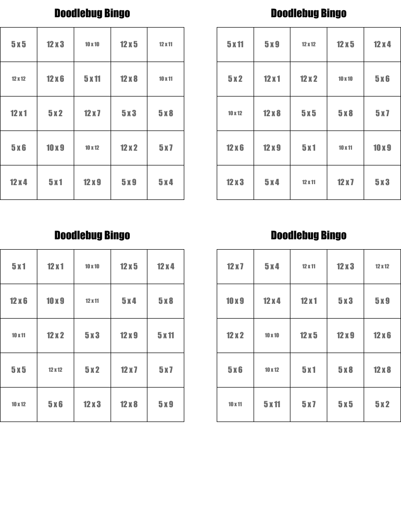 Doodlebug Bingo