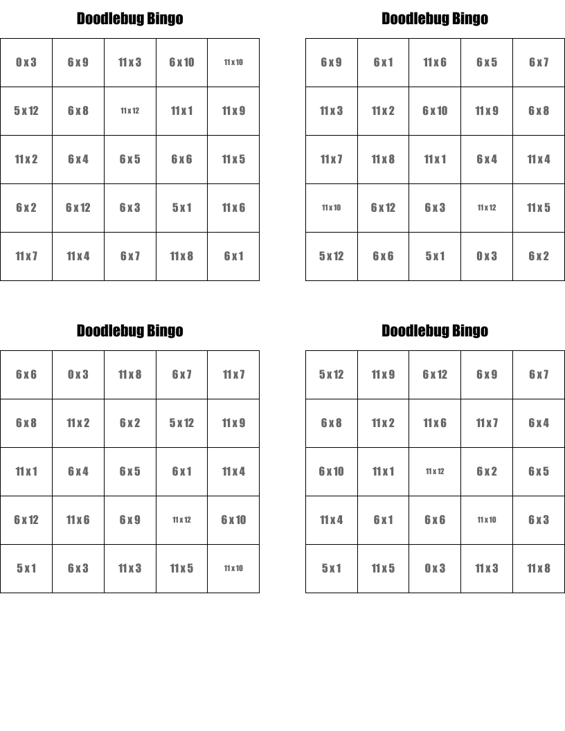 Doodlebug Bingo