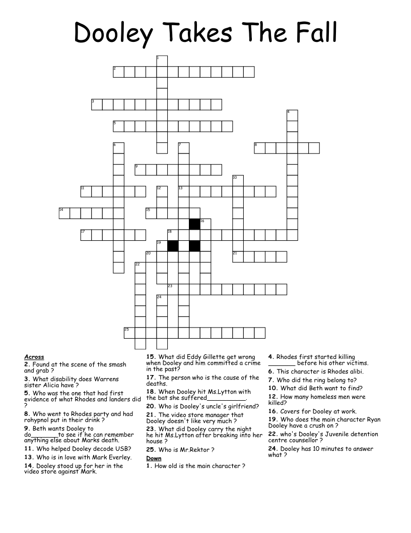 Dooley Takes The Fall Crossword