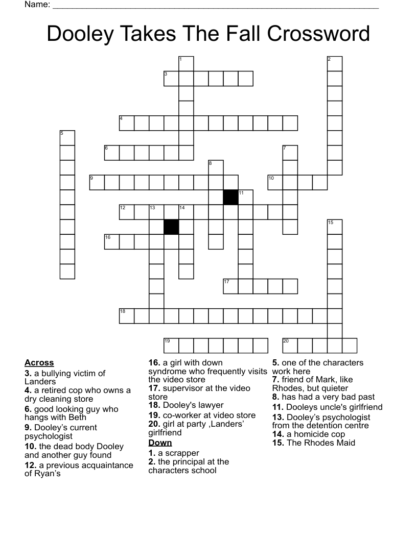 Dooley Takes The Fall Crossword 