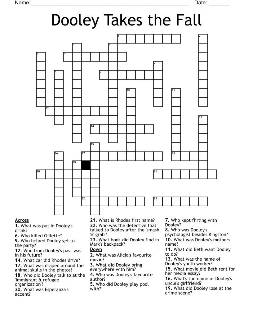 Dooley Takes the Fall Crossword