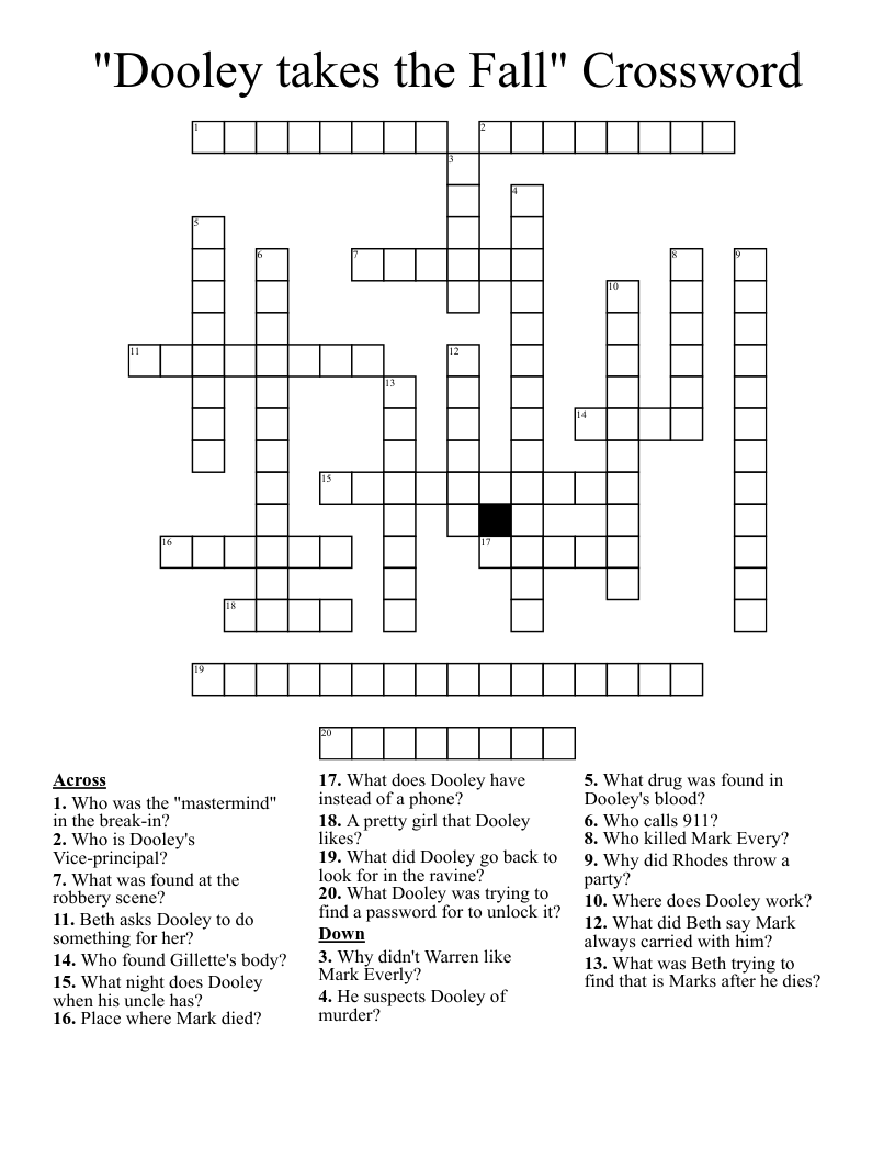 "Dooley takes the Fall" Crossword