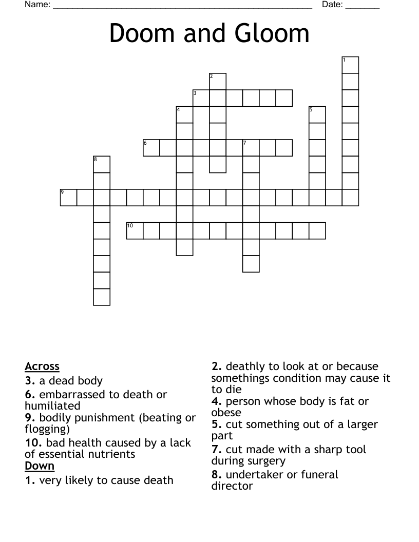 Doom and Gloom Crossword