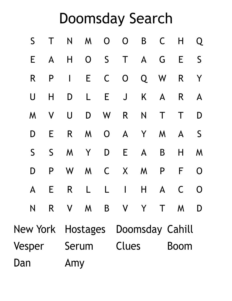 Doomsday Search Word Search