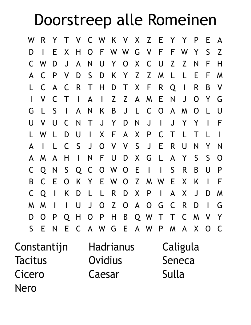 Doorstreep alle Romeinen Word Search