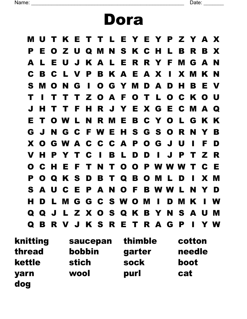 Dora Word Search