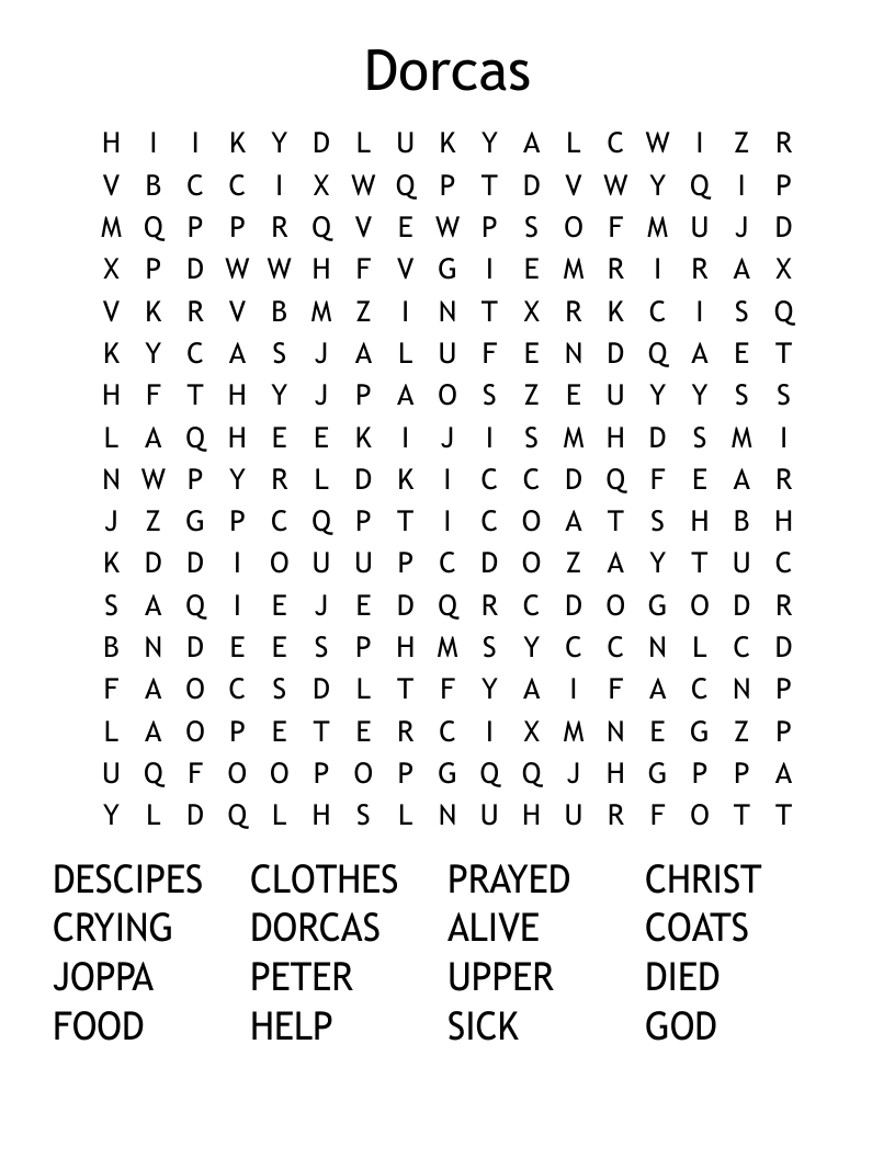 Dorcas Word Search