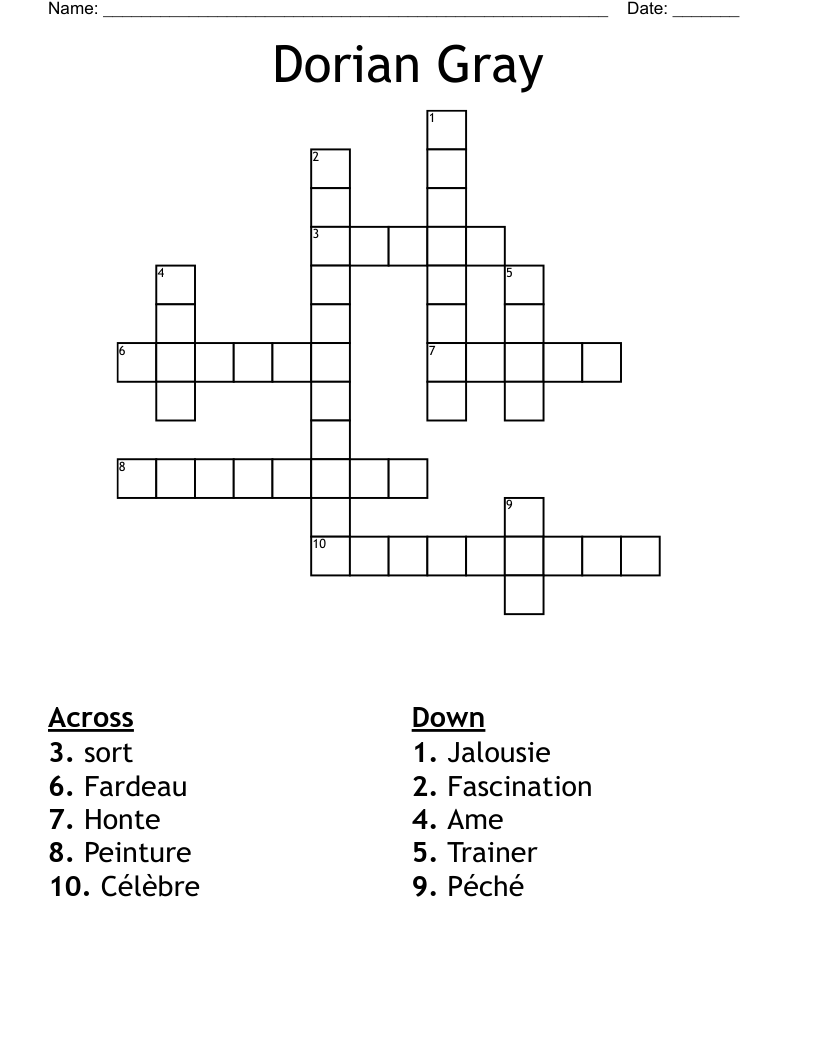 Dorian Gray Crossword