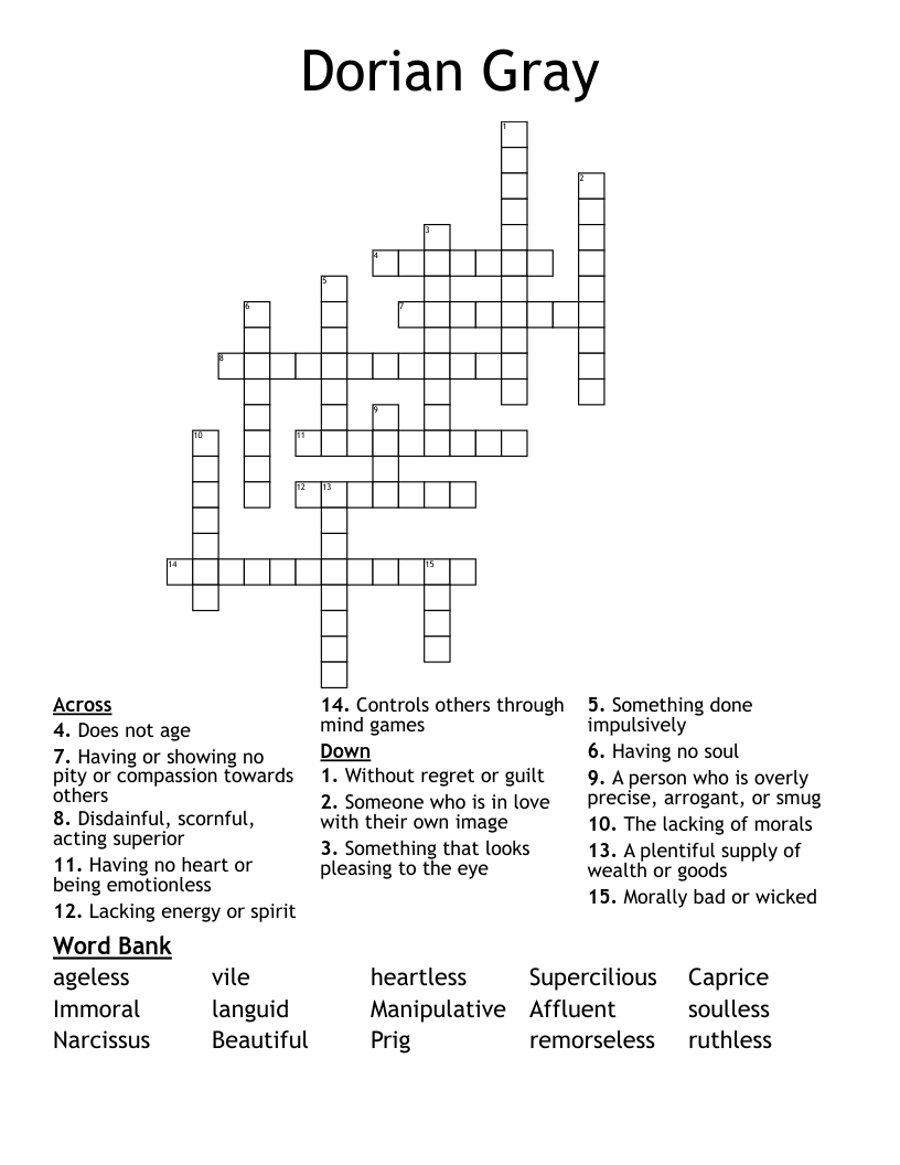 Dorian Gray Crossword