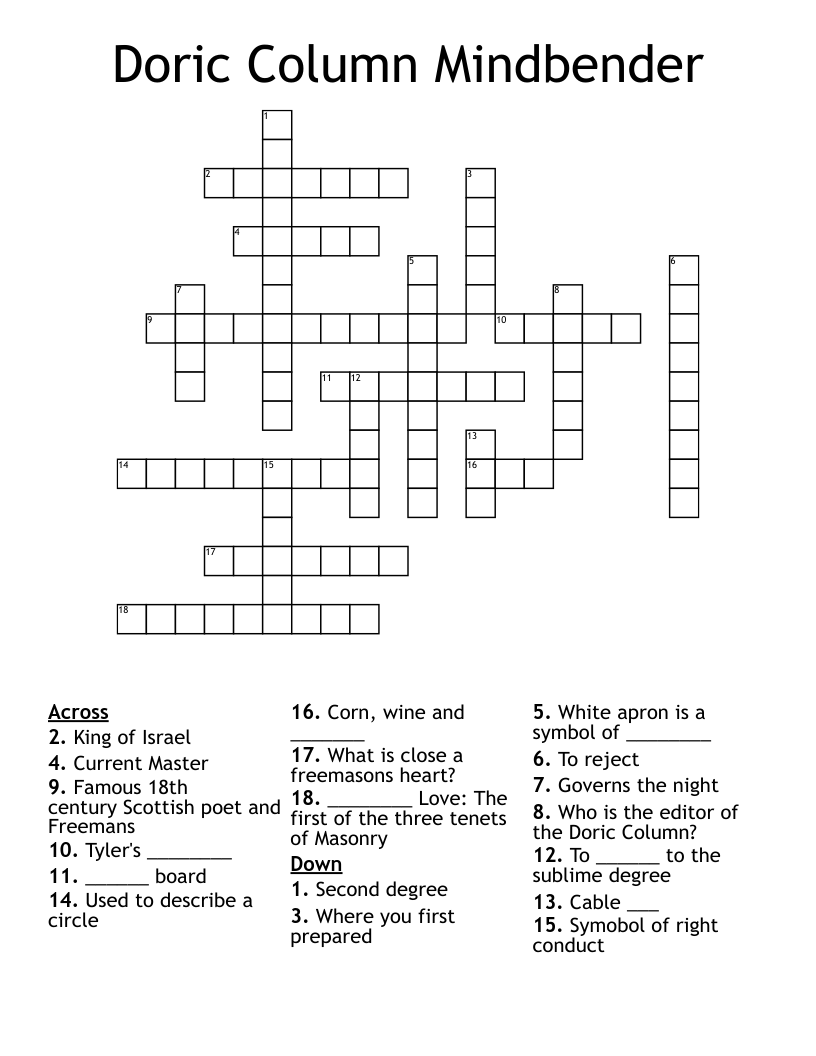 Doric Column Mindbender Crossword
