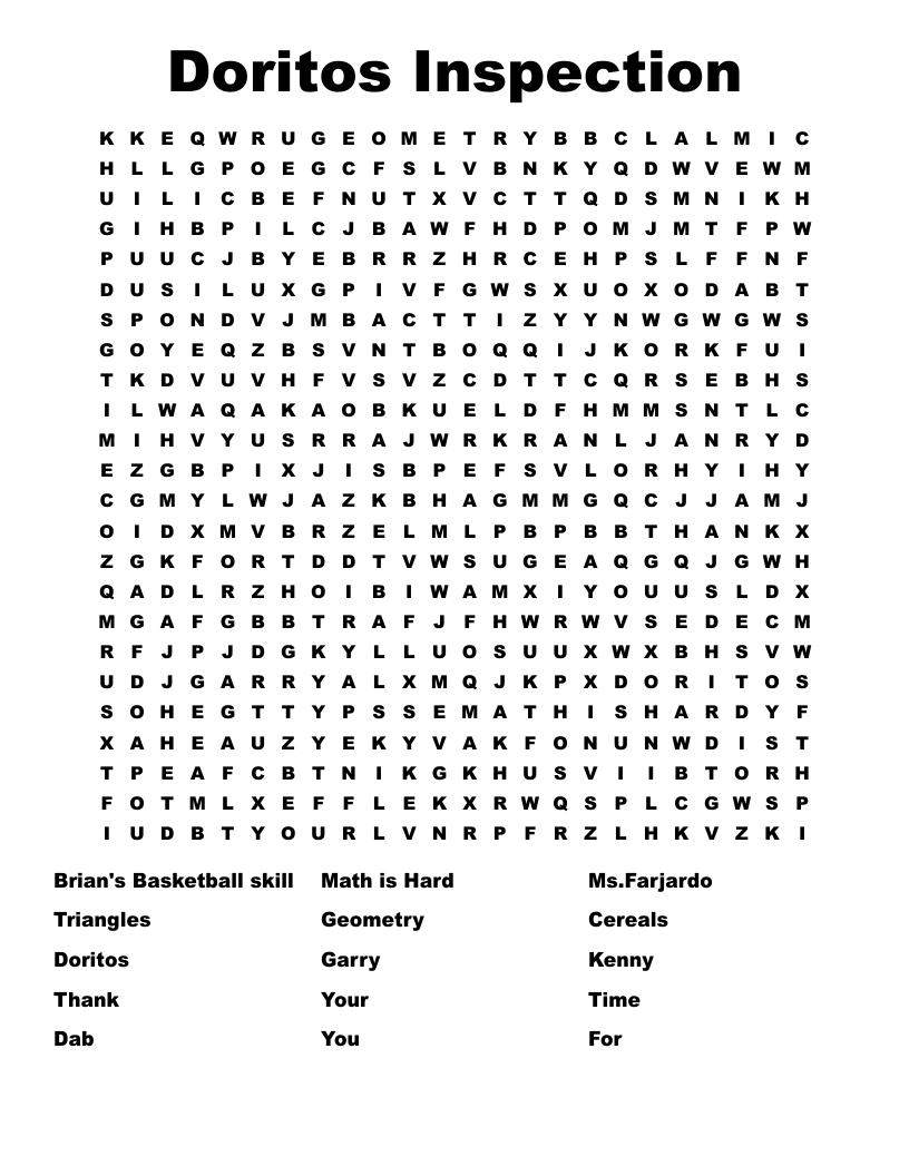 Doritos Inspection Word Search