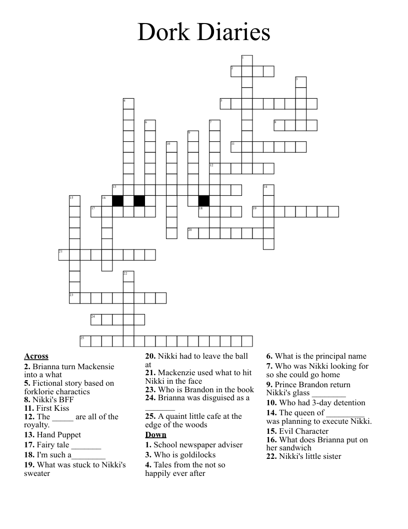 Dork Diaries Crossword