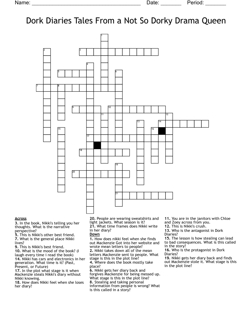 Dork Diaries Tales From a Not So Dorky Drama Queen Crossword