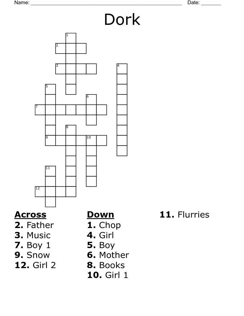 Dork  Crossword