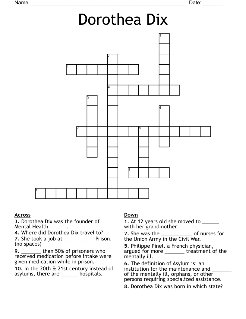 Dorothea Dix Crossword