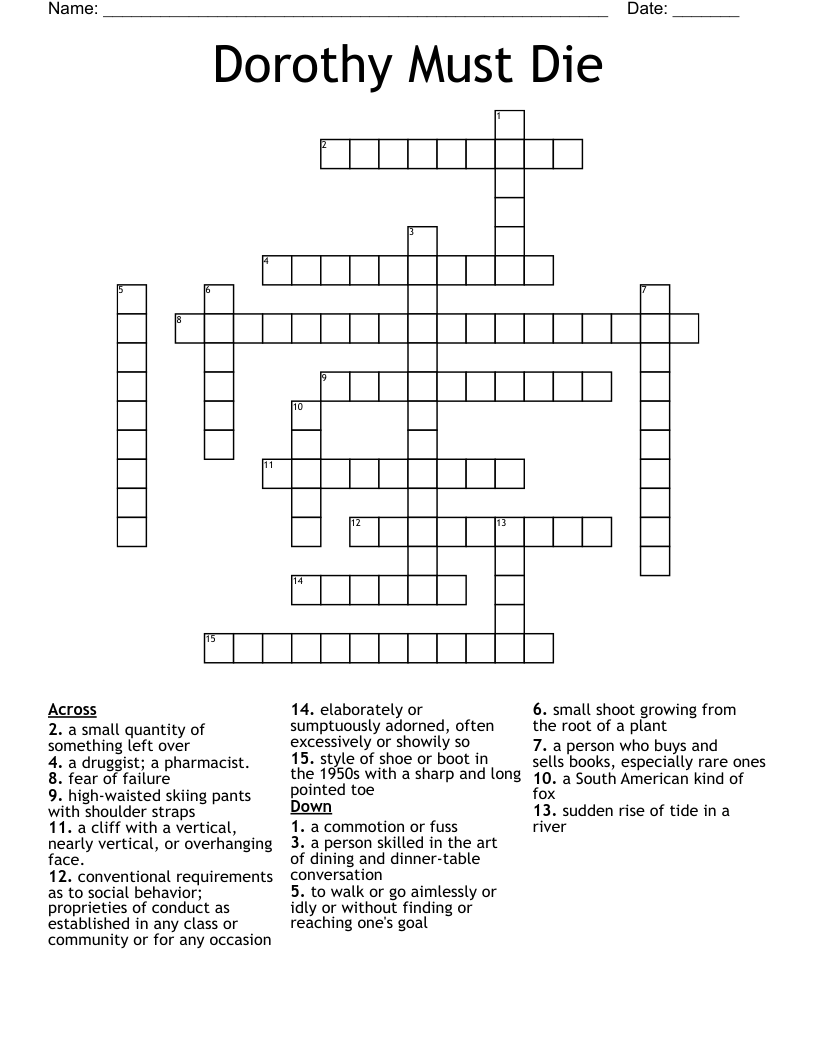 Dorothy Must Die Crossword
