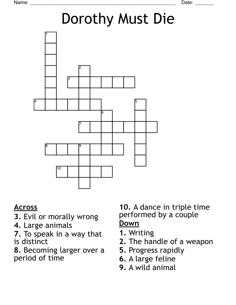 Dorothy Must Die Crossword