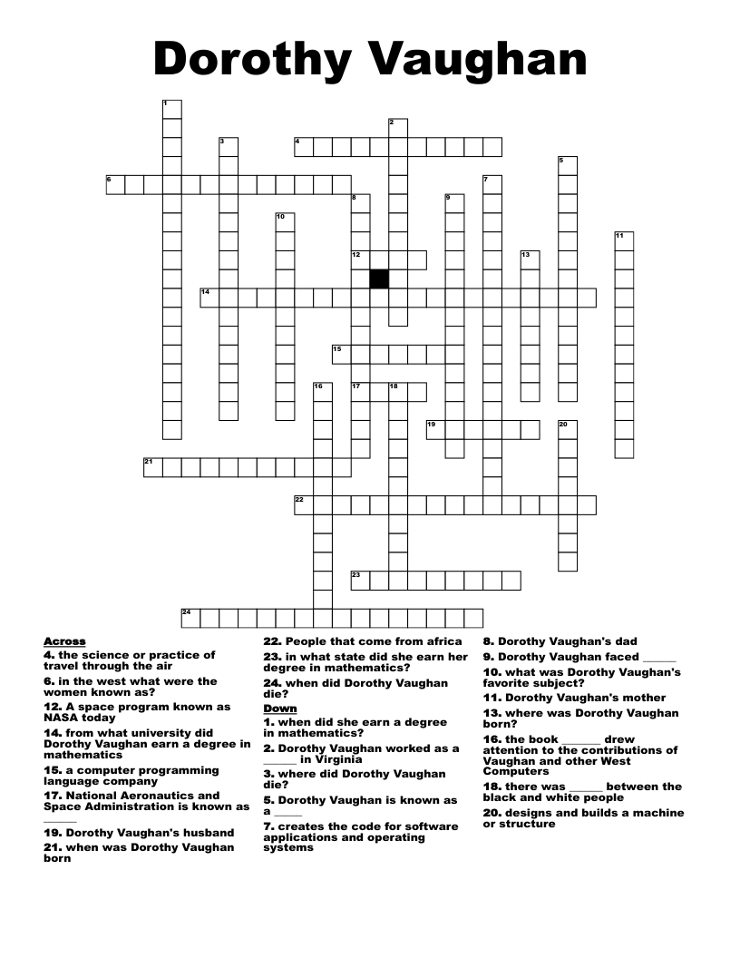 Dorothy Vaughan Crossword
