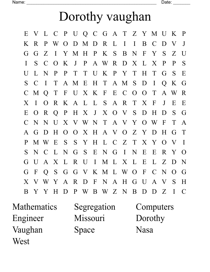 Dorothy vaughan Word Search