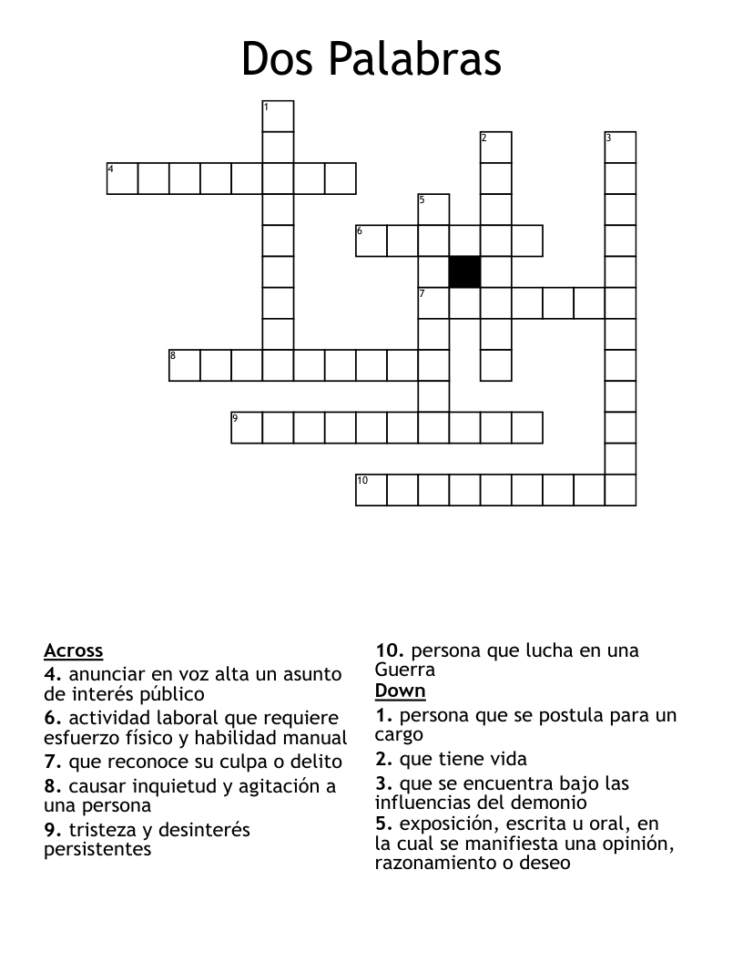 Dos Palabras Crossword