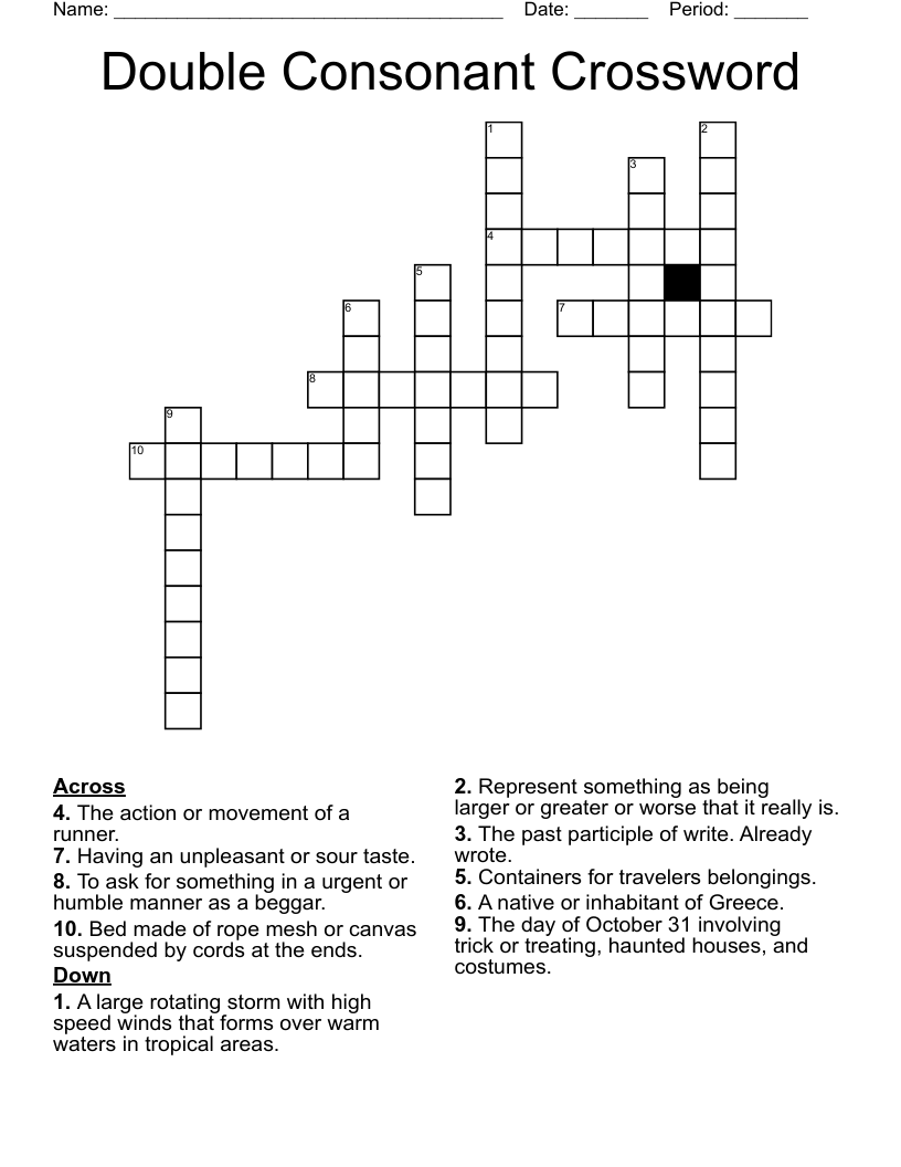 Double Consonant Crossword 